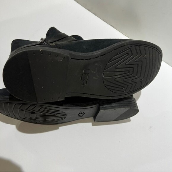 Ugg Black Joanie Bow Ankle Boots Shoes Sz Small Women's Suede Leather - Picture 5 of 8